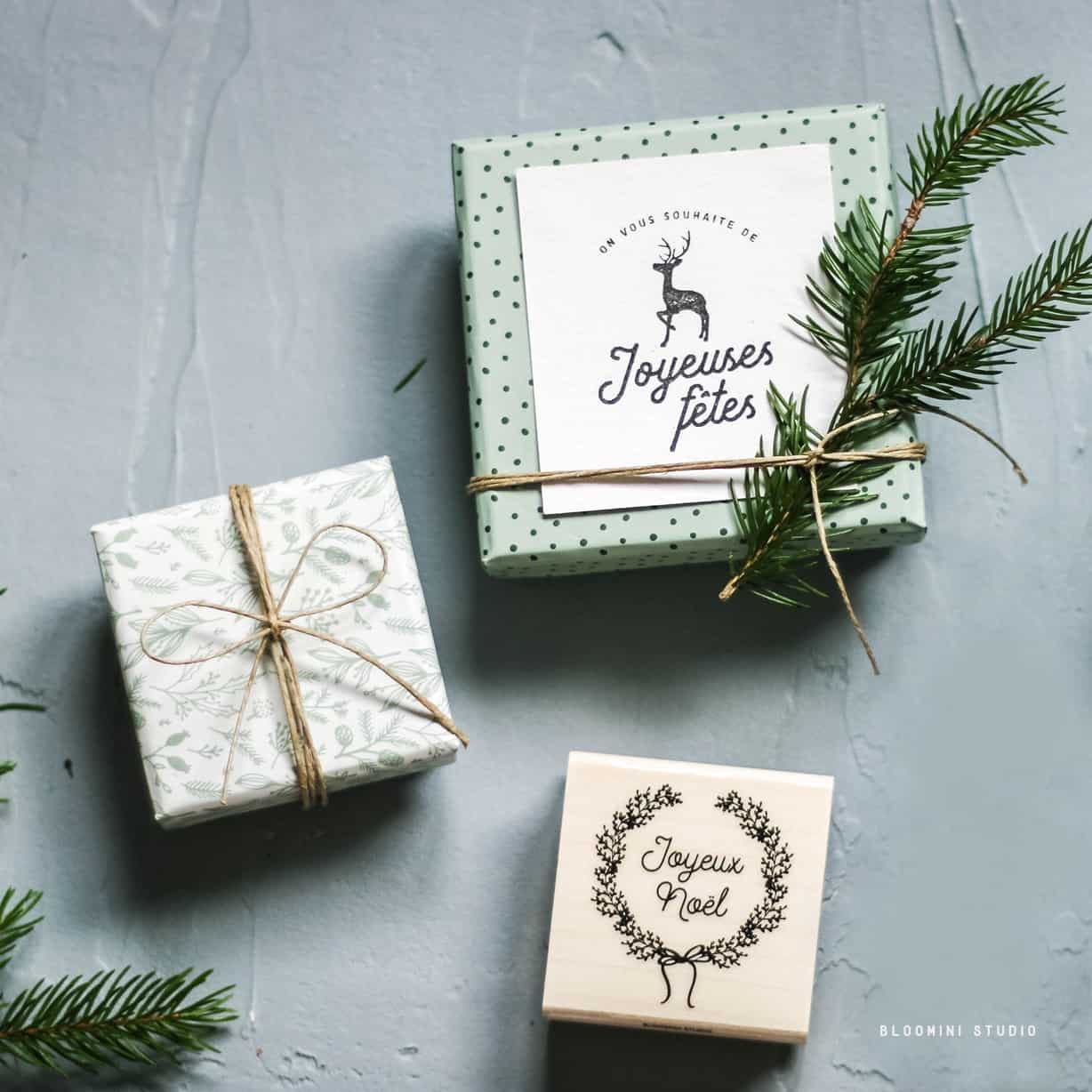 Tampon Bois Sapin Joyeuses Fêtes